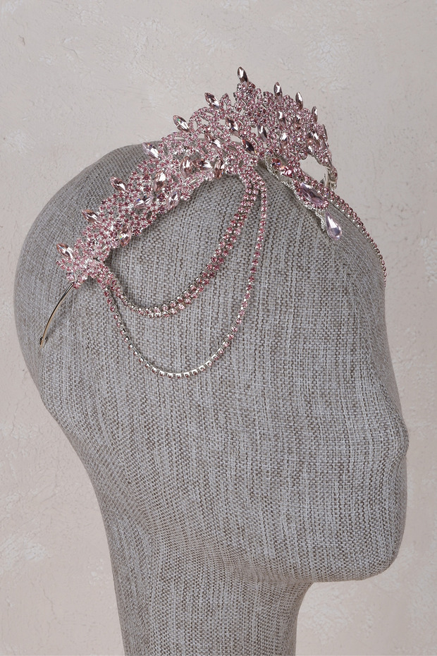 Crystal Stone Front Chain Elegans Model Henna Night and Engagement Crown Accessory