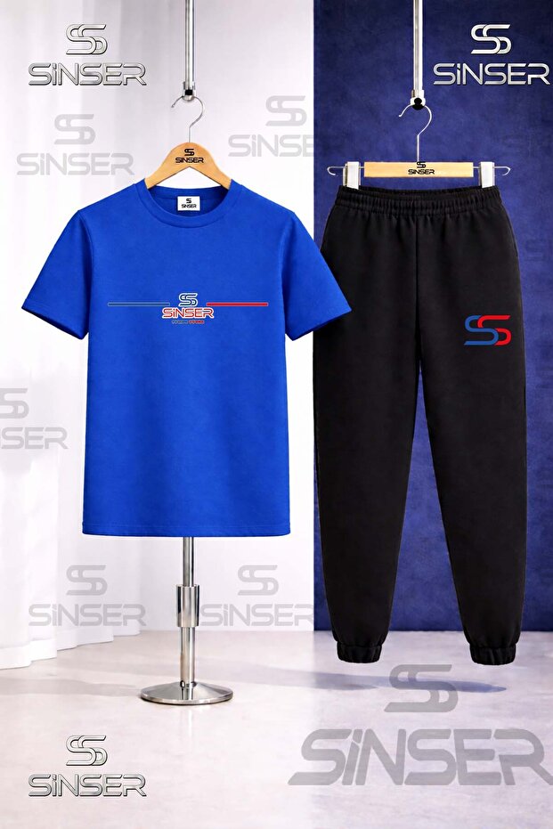Children's Yan One Line Printed T-Shirt Sweatpants Set