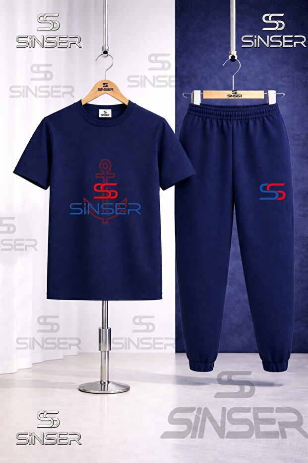 Children's Sea Capasi Onunde Printed T-Shirt Tracksuit Set