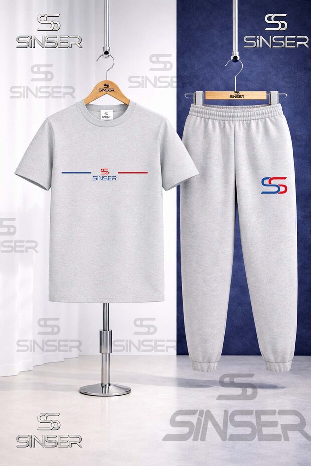 Children's Yan One Line Printed T-Shirt Tracksuit Set