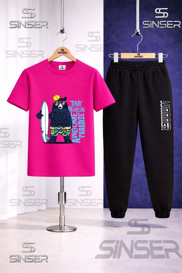 Children's Ayicik Syh Surf Sapka Printed T-Shirt Tracksuit Set