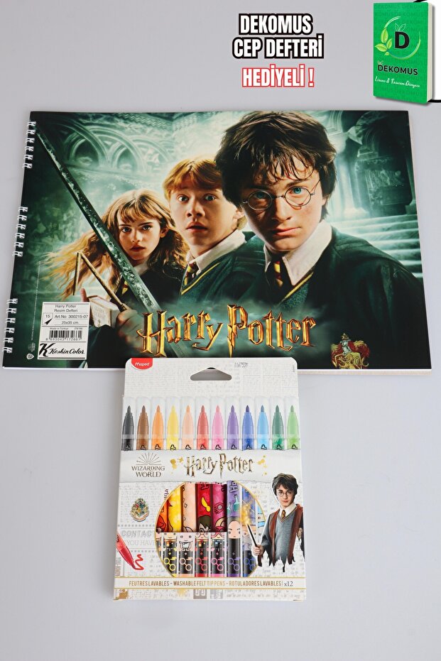 مجموعة أقلام مبطنة معتمدة من Maped x Dekomus مكونة من 12 قلمًا ودفتر رسم كبير الحجم من Magic Schoo