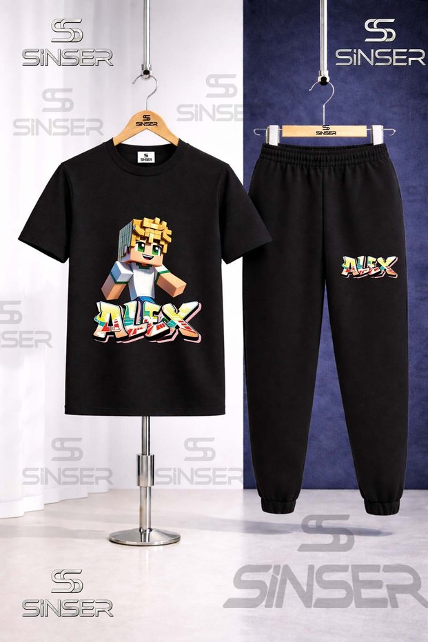 Children's Alex Yellow New Printed T-Shirt Tracksuit Set