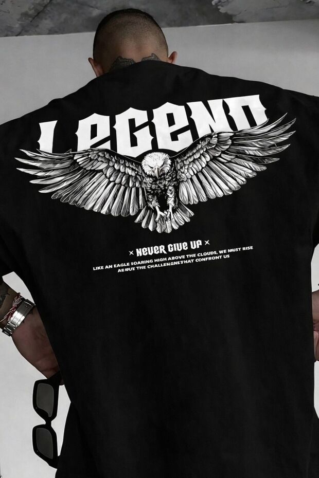 LEGENO NEVER GIVE UP BACK PRINT TSHIRT