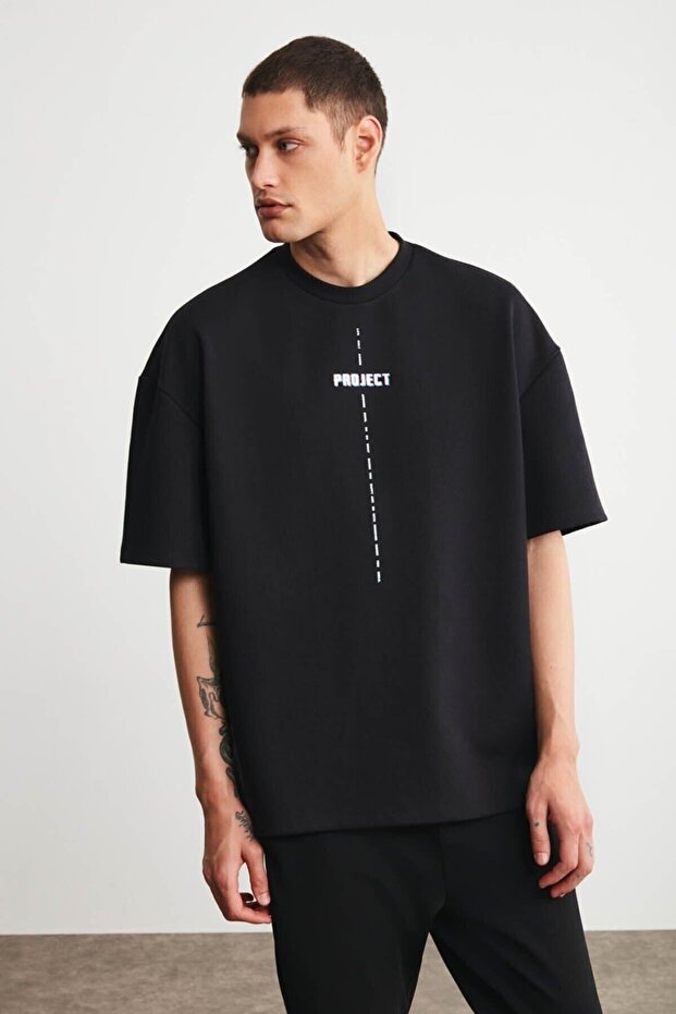 Black Men's Project Printed Oversize Tshirt