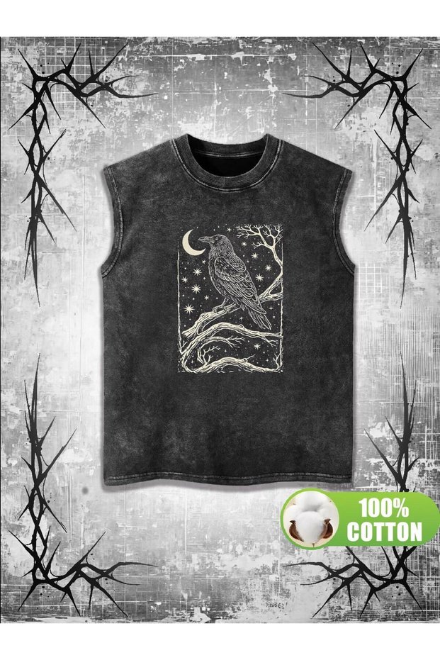 Men's Washable Sleeveless Oversize T-Shirt Printed Streetwear Comfortable Fit Casual Stylish Undershirt