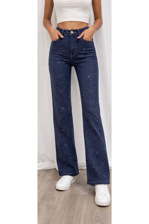 Women's Jean High Waist Palazzo Lycra Stretchy Denim Trousers