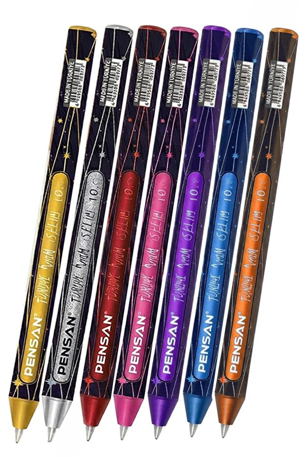 Glitter Ballpoint Pen 7 Colors Pensan Jely Glitter Pilot Pen Ergonomic Grip Soft Writing Black Notebook