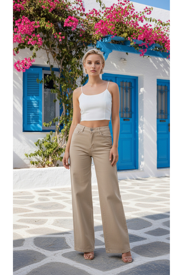 Palazzo Jeans 90's Denim Lycra Super High Waist Wide Leg Loose Jeans Palazzo Trousers