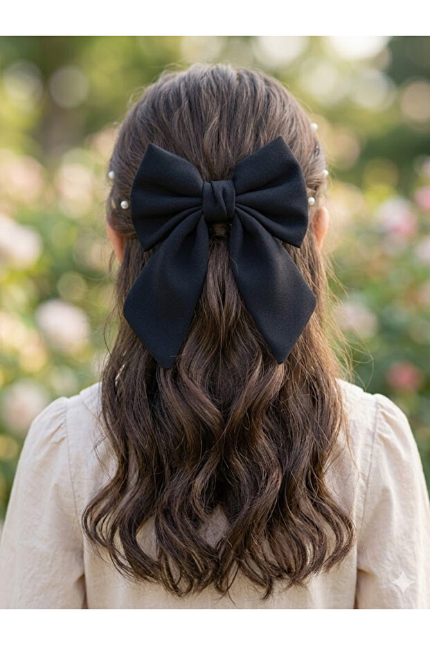 Girl's Black Big Bow Buckle (10X14 cm)