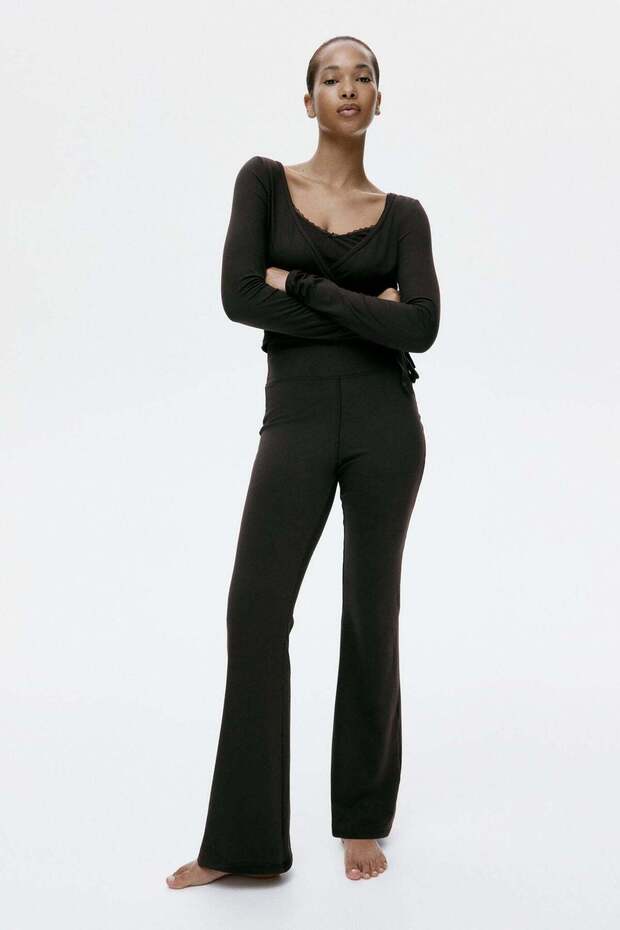 Flared brushed jersey trousers