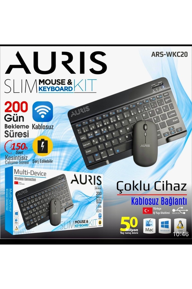 Kablosuz Bluetooth lu klavye mouse set