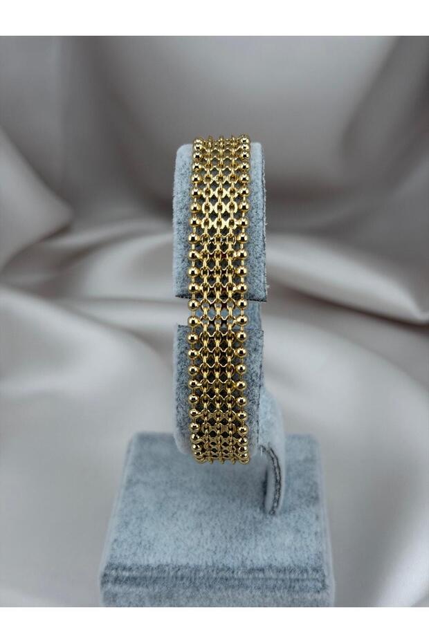 Gold Color Multi-Row Beaded Detailed Women's Bracelet – Stylish, Elegant, and Modern Design