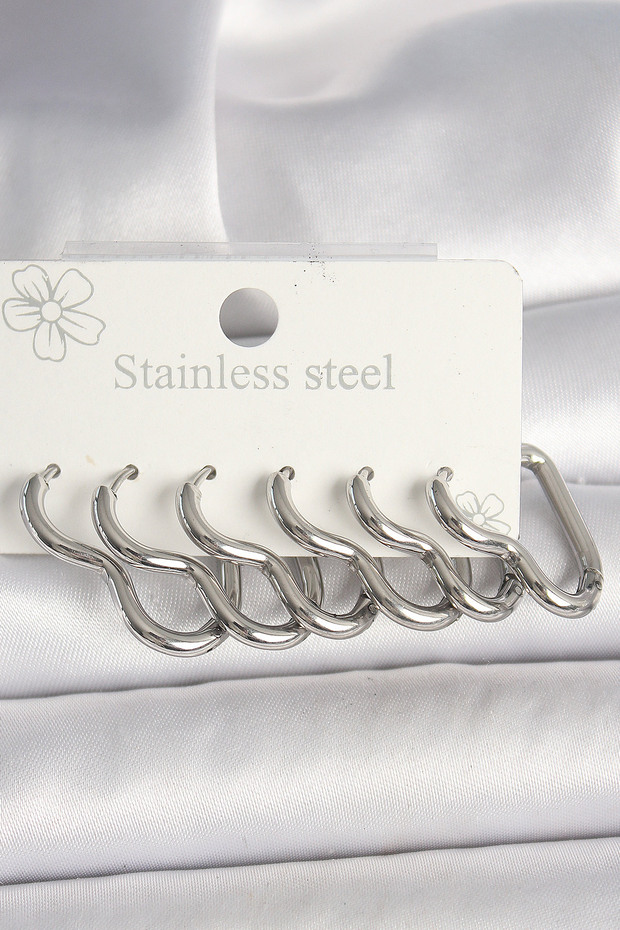 Stylish 316L Steel Silver Color Heart Model Women's Earring Set Teachers Mothers Valentine's Day Gift
