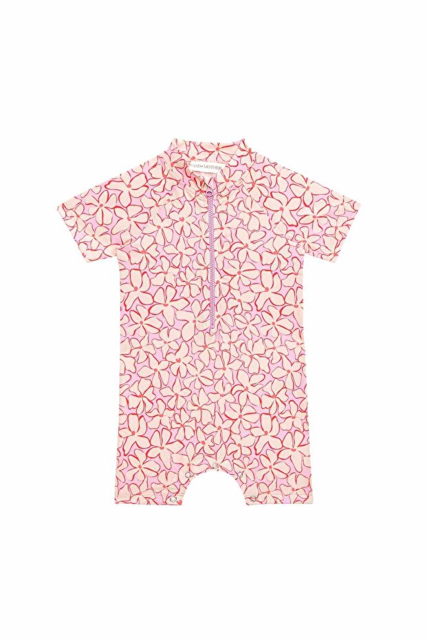 Uv Protected Baby & Kids One-Piece Swimsuit with Snap Buttons at the Bottom and Front Zipper