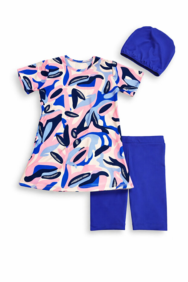 Skirted Boneli Girls' Three-Piece Swimsuit Set