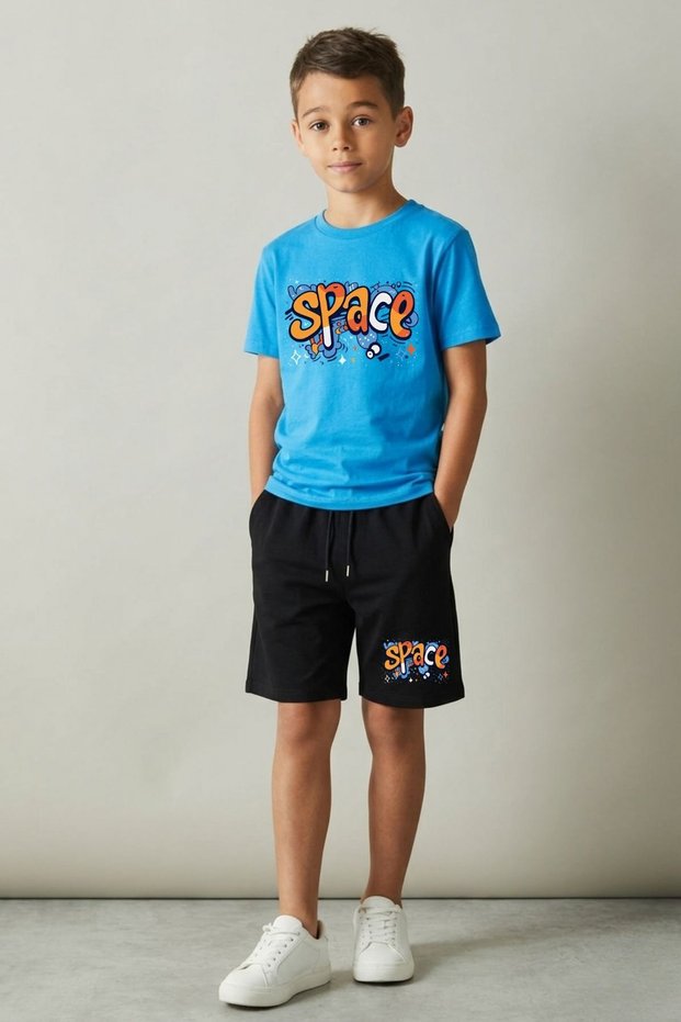 Boy's Multi-Colored Printed New Season Shorts Set