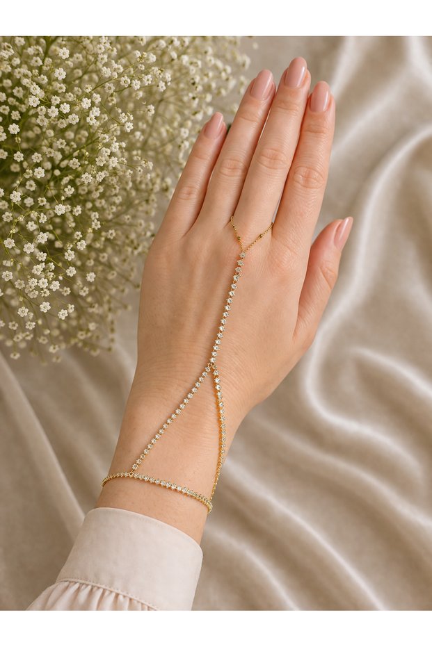 Aura Collection Double Chain Stone Shahmeran Bracelet – Elegant Sparkling Women's Jewelry