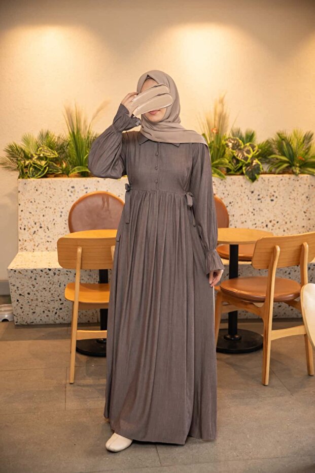 Ankanoor Side Tie Half Pat Denim Dress 145cm Anka265145