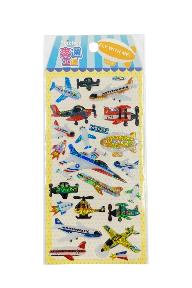 3D Puffy Embossed Holographic Airplane Sticker Pack - Notebook, Phone, and Laptop Decoration Sticker