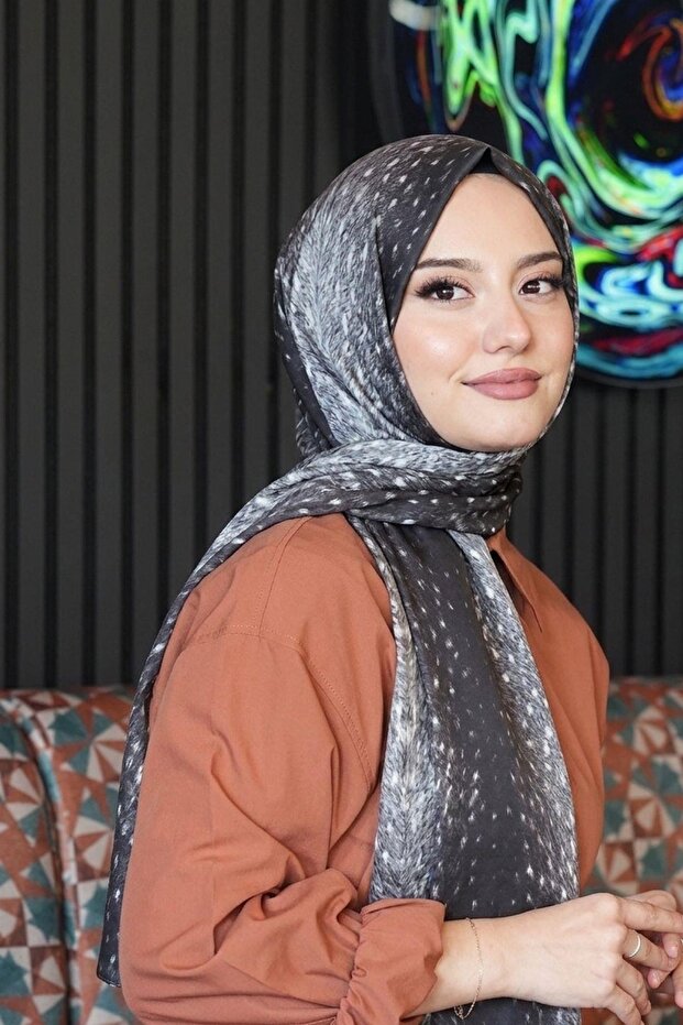 Ceylan Pattern Smoked Soft Cotton Shawl - 1