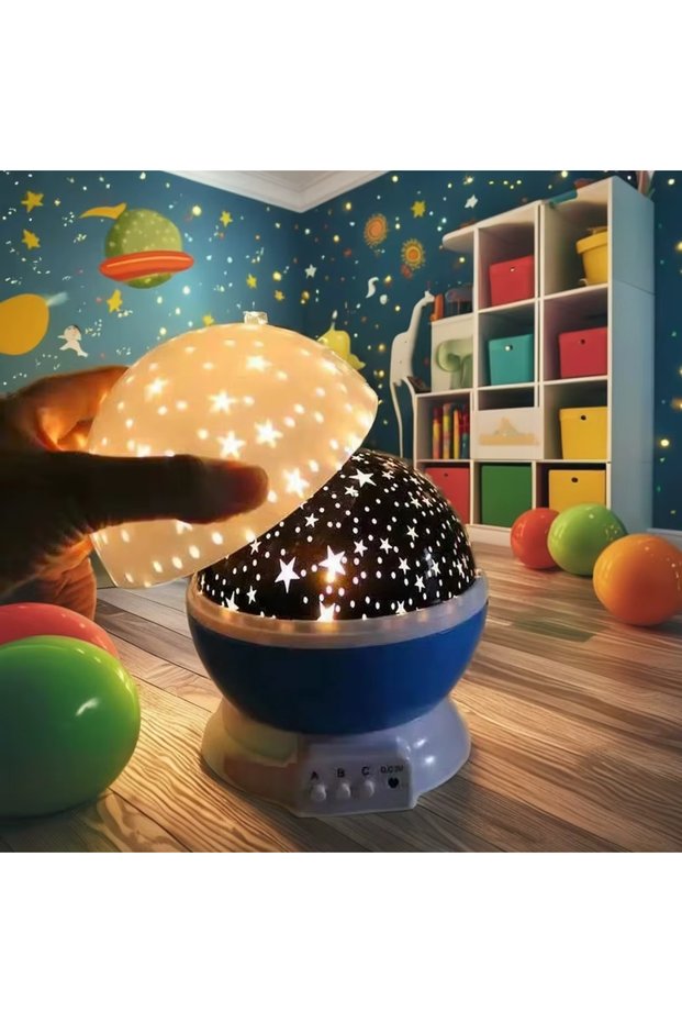 Rotating Starry Projection Night Light Illuminated Disco Ball Table Lamp