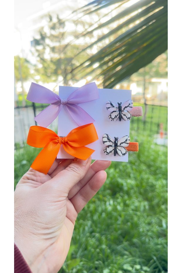 Colorfly Children's 4-Piece Buckle Set-2 Butterflies, 2 Ribbons