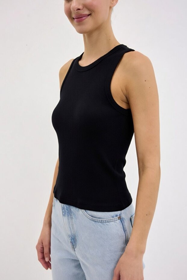 Women's Ribbed Halter Neck Stretchy Basic Undershirt - 2