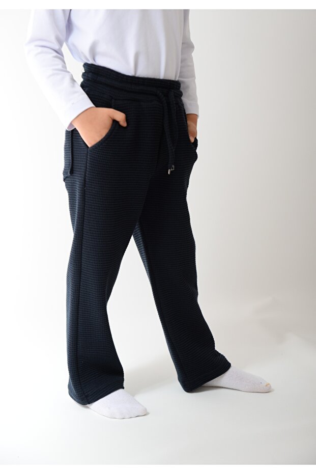 Boys' 100% Cotton Navy Blue Jagarli Interlock Fabric Baggy Bottoms