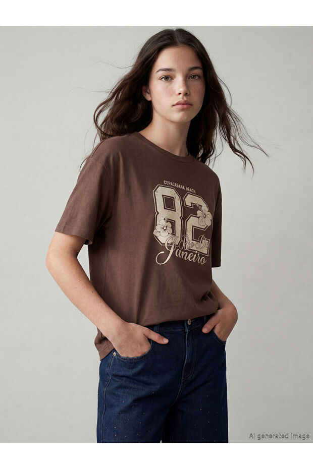 Esvab • Modern & Distinctive Zero Roba Collar Printed Girls' T-Shirt