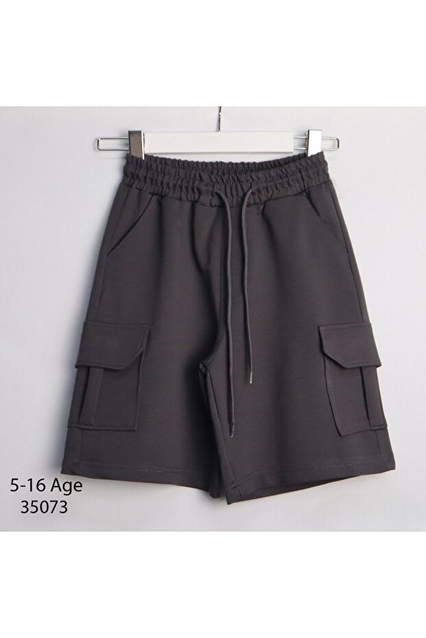 Boy's Shorts Capri Bermuda - Double 2 Cargo Pockets - Quality Two 2 Thread Lycra Compact Combed Cotton
