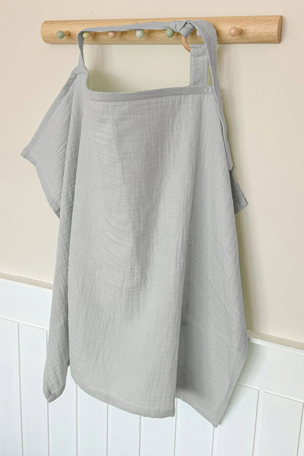 2 Layer Muslin Baby Nursing Bib 100% Cotton 70X90 cm - Gray