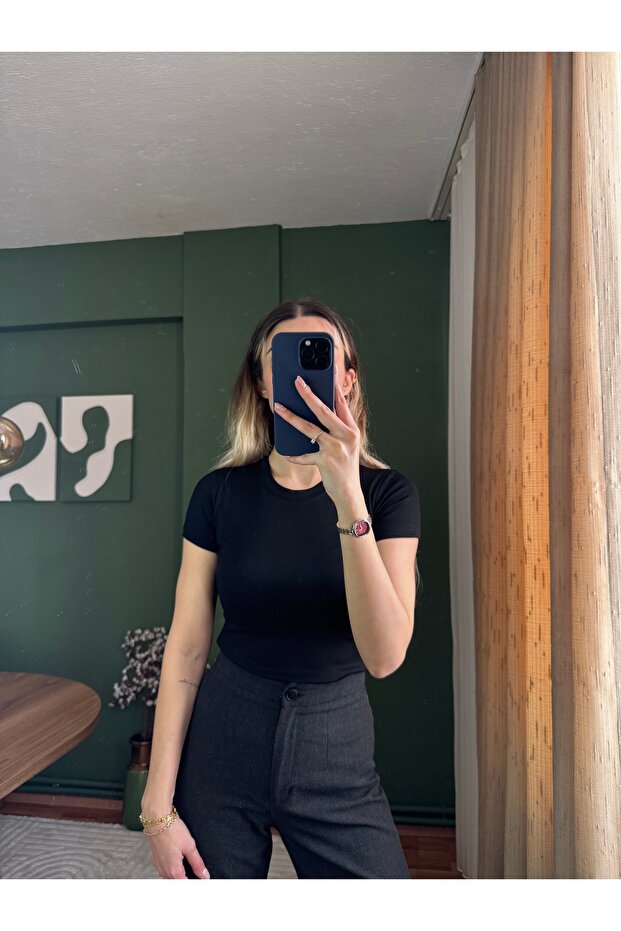 Buzzy Fabric Crew Neck Blouse - 1