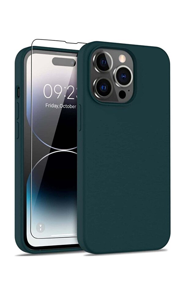 iPhone 14 Pro Max Case with Screen Protector,Soft Flexible Silicone Gel Rubber Bumper Cover,Slim Fit