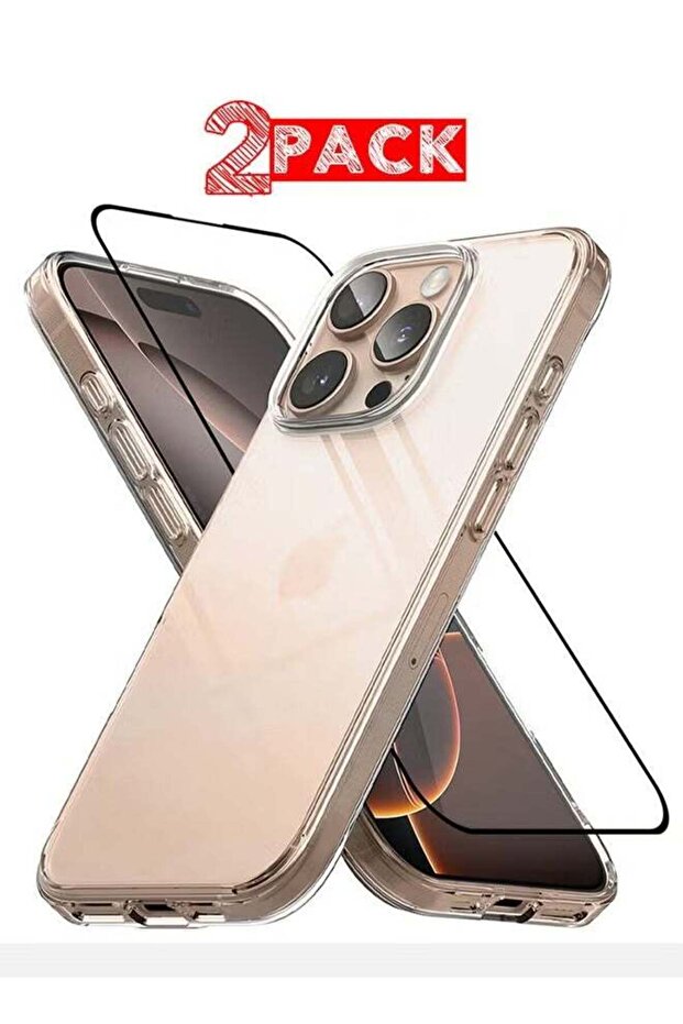 iPhone 16 Pro Case and Screen Protector 2-Pack – Clear TPU, Ultra Slim, Shockproof, Anti-Yellowing,