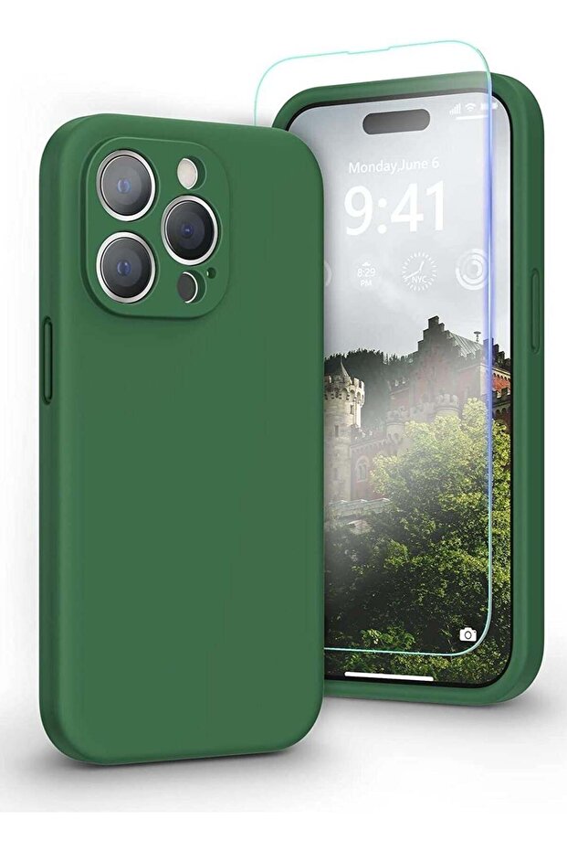Liquid Silicone Case for iPhone 14 Pro Max with Screen Protector [Camera Protection] [Microfiber Lin