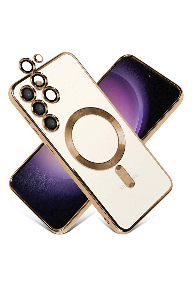 Magnetic Clear Case for Samsung Galaxy S23 Plus with Camera Lens Protector Magsafe Compatible Electr