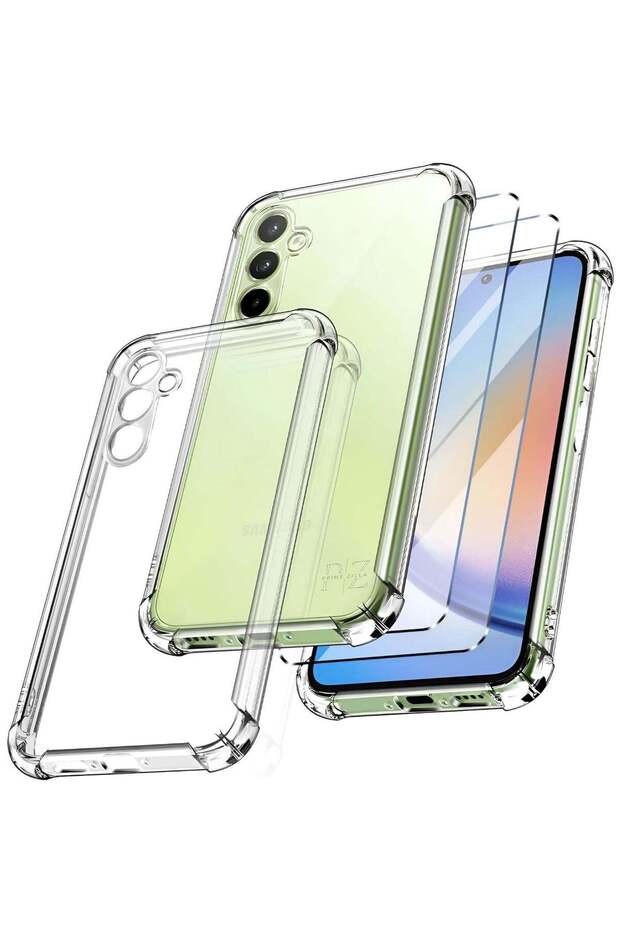 Clear TPU Case for Samsung Galaxy A35 5G with 2 Tempered Glass Protectors – Anti-Yellowing, Reinforc