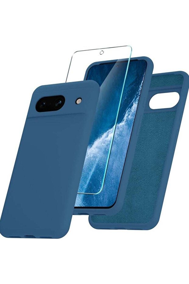 Google Pixel 8a Case – Silicone Phone Case with 1 Screen Protector, Soft Anti-Scratch Microfiber Lin