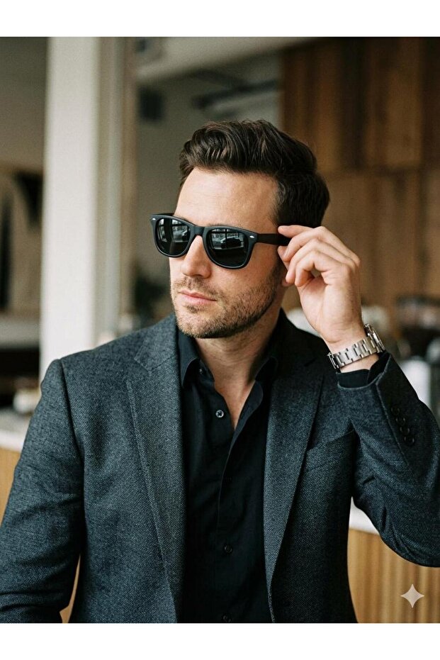 Wayfarer Style Unisex Black Sunglasses