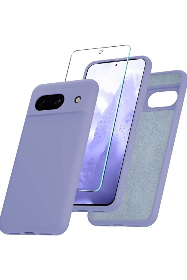 Google Pixel 8a Case – Silicone Phone Case with 1 Screen Protector, Soft Anti-Scratch Microfiber Lin