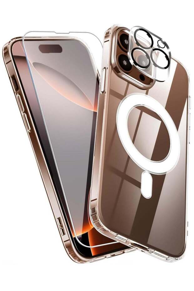 iPhone 16 Pro Max Case - Crystal Clear Magnetic Case with Screen Protector & Camera Cover, Compatibl