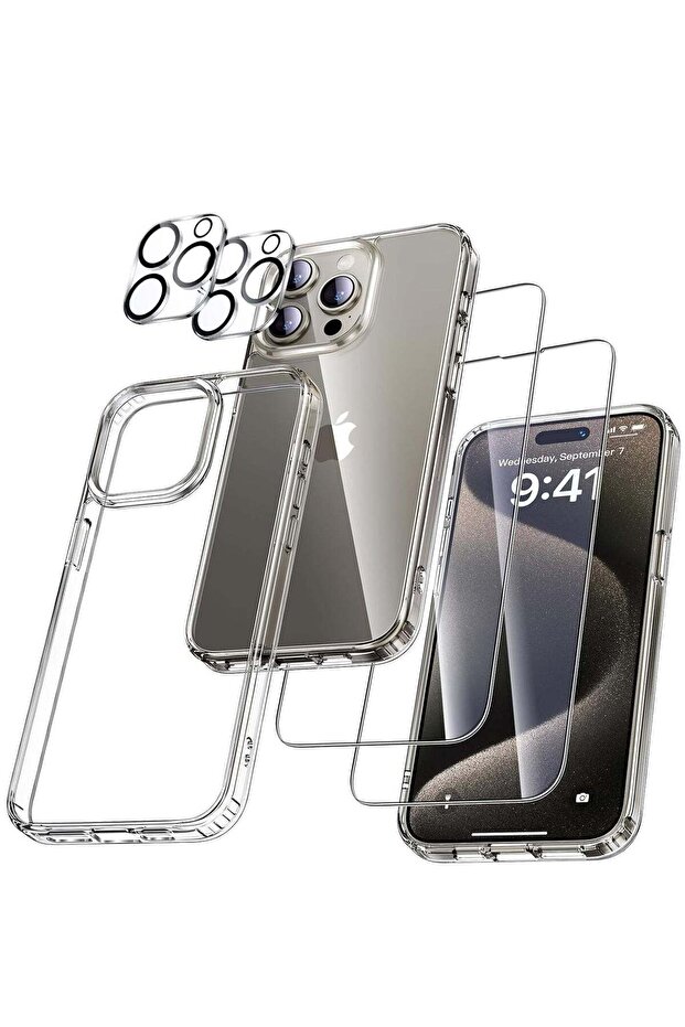for iPhone 15 Pro Max Case Shockproof [Military Grade Protection ] [Non Yellowing] 2 Pcs Lens Protec