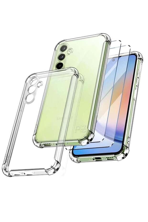 Samsung Galaxy A35 5G Case – Clear Anti-Yellow Soft TPU with 2 Tempered Glass Screen Protectors, Rei