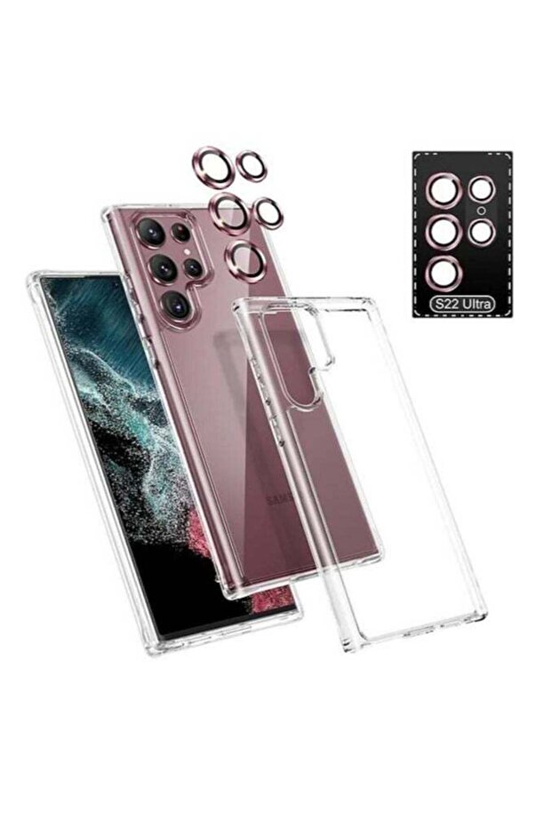 2 in 1 Clear Case with Camera Lens Protector For Galaxy S22 Ultra Ultra-HD 9H Hardness Tempered Glas