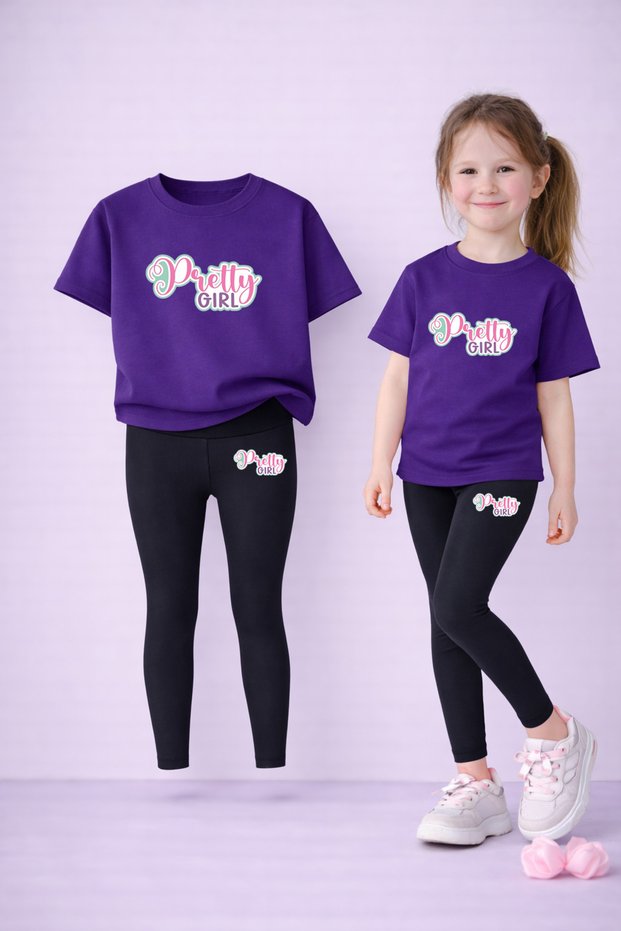 Leggings - T-Shirt Set Mother Daughter Combination 100% Cotton Flexible Comfortable Daily Sports Combination