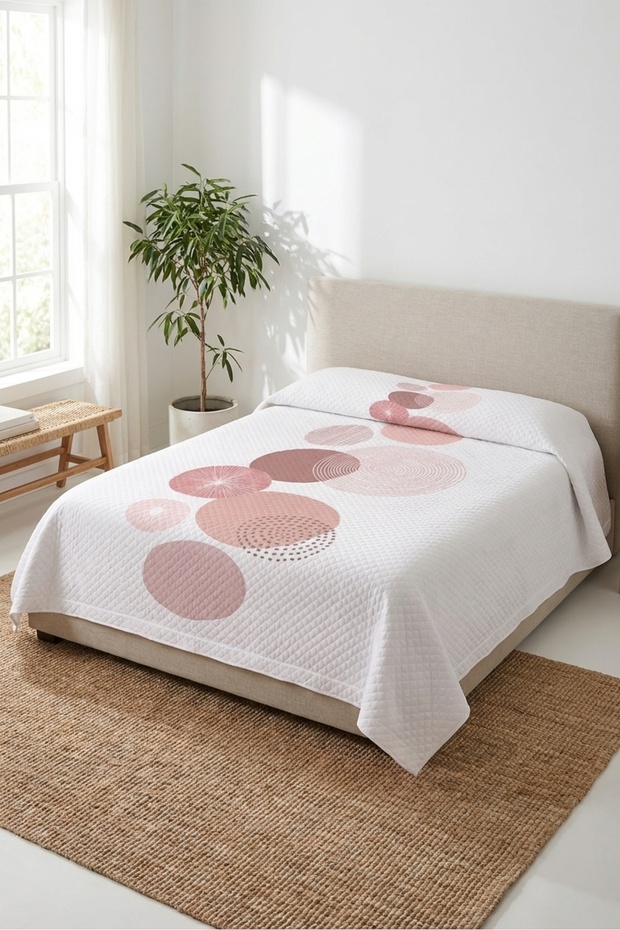 Geometric Polka Dot Single Pique Set-Soft Young Room Nordic Powder Decorative Bedspread
