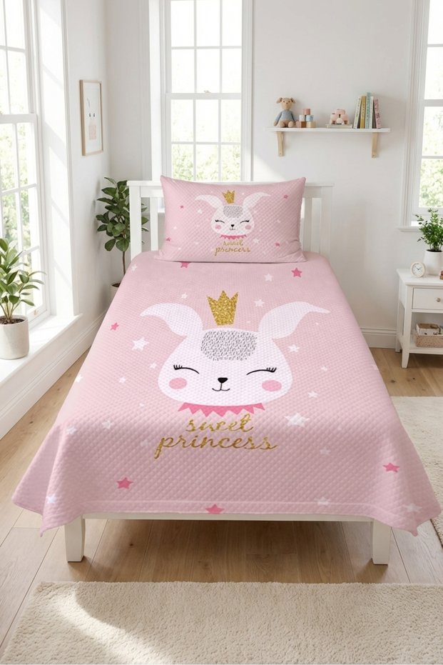 Rabbit Star Princess Children's Pique Set-Fairy Tale Concept Nordic Powder Gold Decorative Bedspread