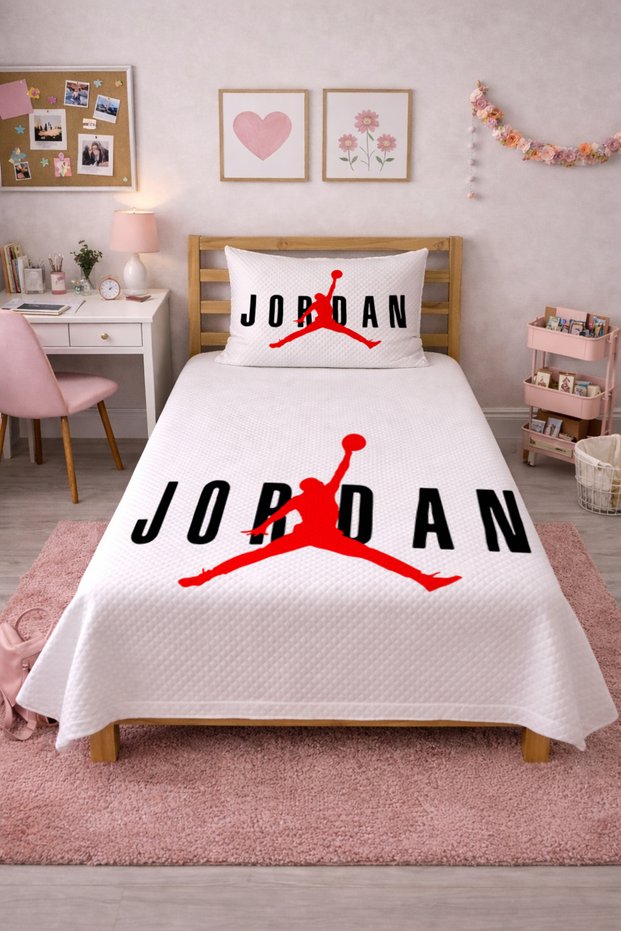 Basketball Dynamic Sports Single Person Pique Set-Street Style Youth Modern Red Quilted Bedspread