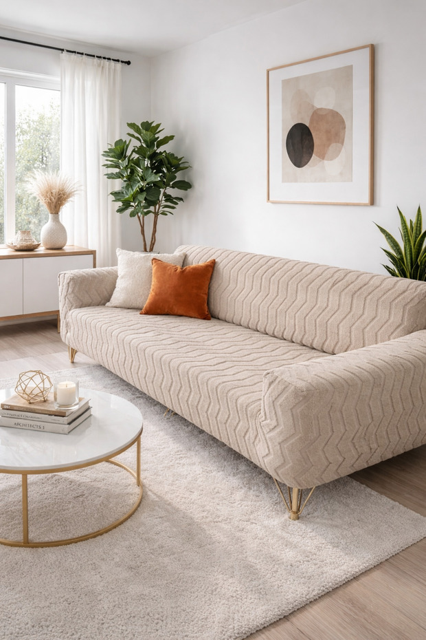 Sofa Cover, Slipcover, Wellsoft Fabric, Elastic, Slip-On, 1 Piece